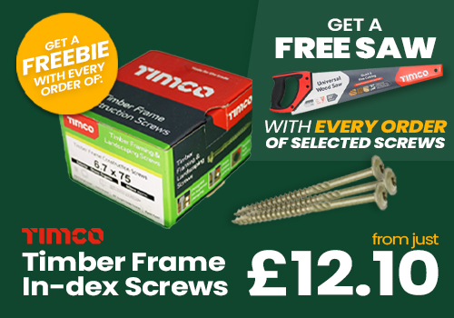 Promotional FREE saw offer on In-dex screws