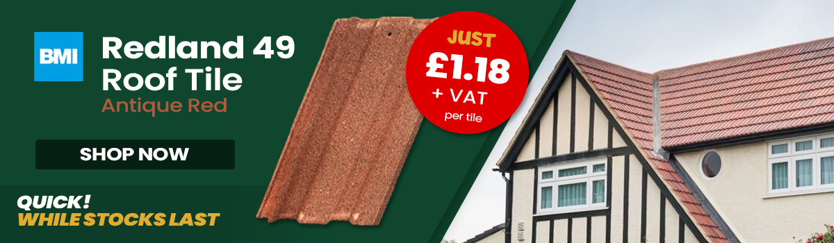 Redland 49 Roof Tile in Antique Red Offer of £1.18 per tile. (Prices are excluding VAT)