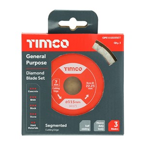 Timco General Purpose Diamond Blade - 115mm (Pack of 3)