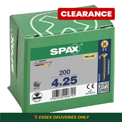 Spax Pozi CSK Woodscrews 4.0 x 25mm