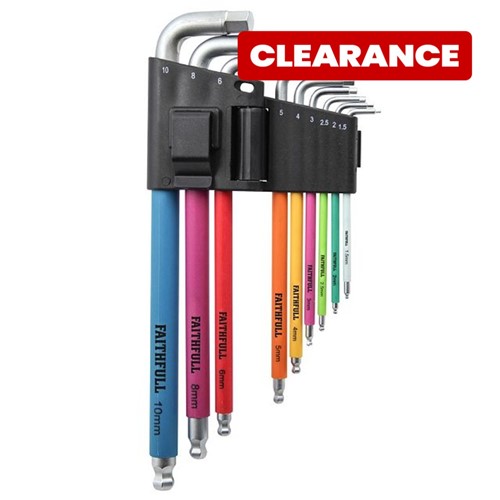 Faithfull 9 Piece Colour Coded Hex Key Set