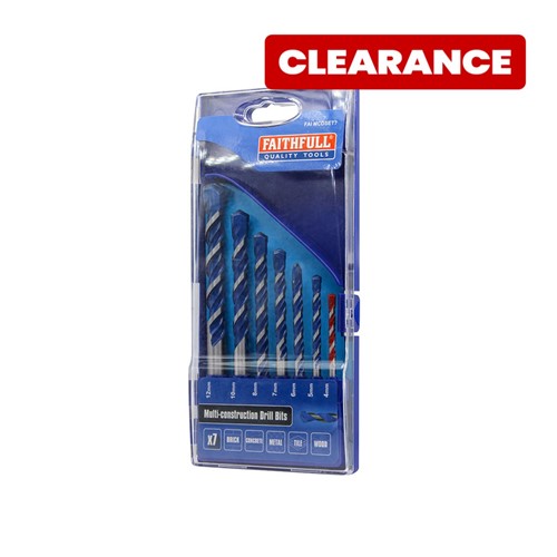 Faithfull Multi Construction 7-piece Drill Bit Set 4-12mm