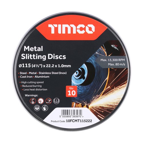 TimCo Metal Slitting Discs 115mm - 10pk