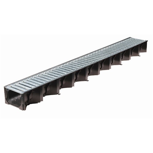 Aco 19313 HexDrain Plastic Channel with Galvanised Grate - 1000 x 125 x 80mm