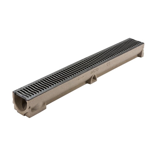 Aco 47001 RainDrain Polymer Concrete Channel with Cast Iron Grating