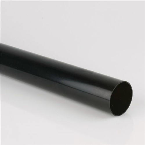 Plain Ended Round Downpipe 68mm x 4m  - Black