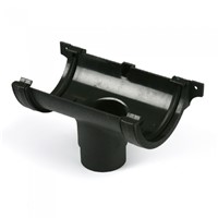 Black Roundstyle Gutter 112mm Running Outlet (BR045B)