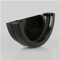 Black Roundstyle Gutter 112mm External Stopend (BR047B)