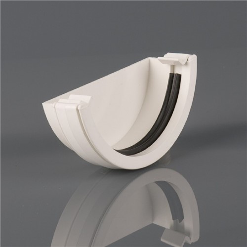 Roundstyle Gutter 112mm External Stopend - White