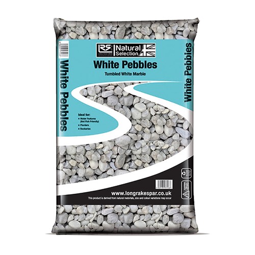 20-40mm White Marble Pebbles - Small Bag