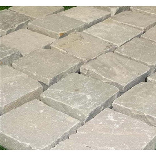 Kandla Grey Cobble Indian Sandstone Setts - 100mm x 100mm x 40/60mm