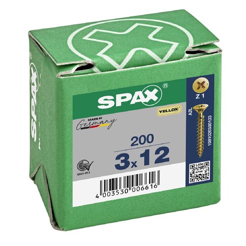 Spax Pozi CSK Woodscrews 3.0 x 12mm