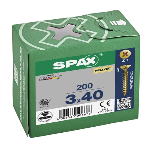 Spax Pozi CSK Woodscrews 3.0 x 40mm