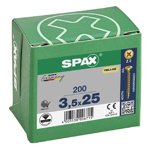 Spax Pozi CSK Woodscrews 3.5 x 25mm