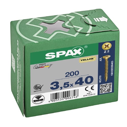 Spax Pozi CSK Woodscrews 3.5 x 40mm