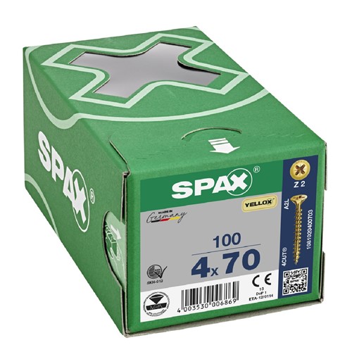 Spax Pozi CSK Woodscrews 4.0 x 70mm