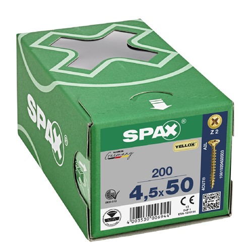 Spax Pozi CSK Woodscrews 4.5 x 50mm