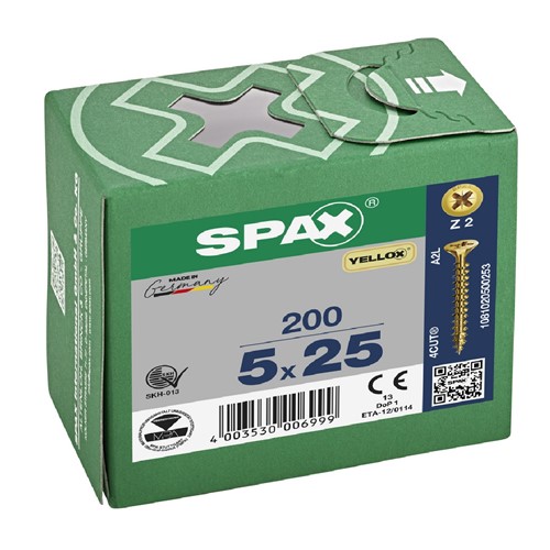 Spax Pozi CSK Woodscrews 5.0 x 25mm