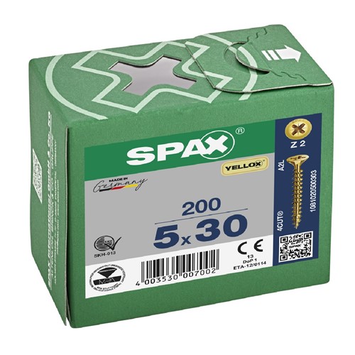 Spax Pozi CSK Woodscrews 5.0 x 30mm