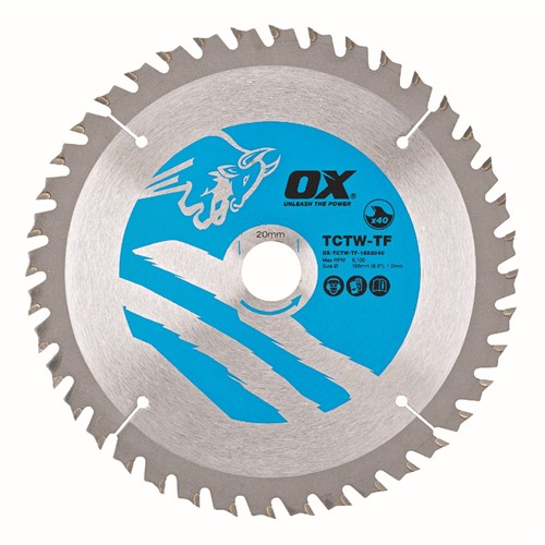 OX-TCTW-TF-1652040 - OX Thin Kerf Medium Wood Cutting Blade - 165mm