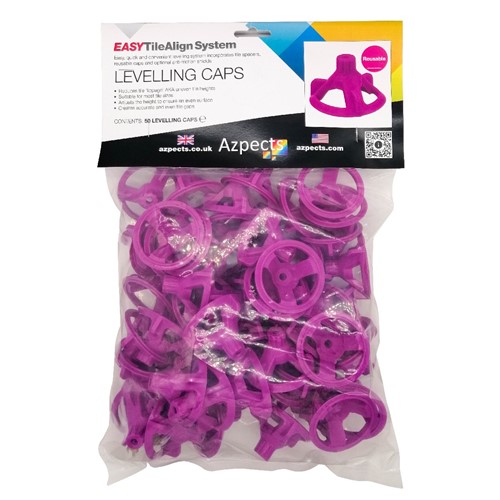 Azpect Tile Align Red/Purple Levelling Caps (50 Pack)