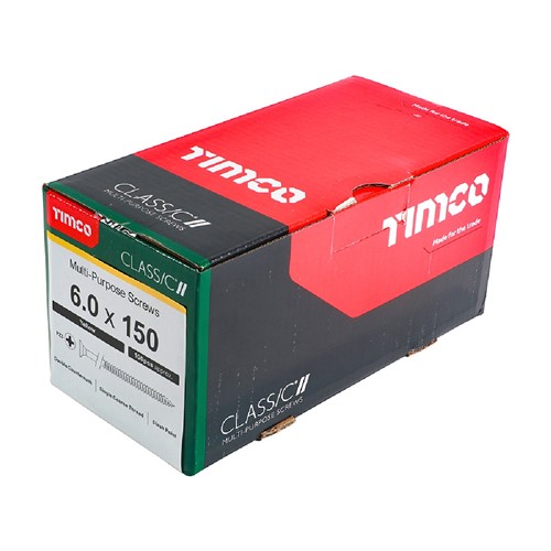 6.0 x 150mm Multi Purpose Screw CSK ZYP - Box of 100