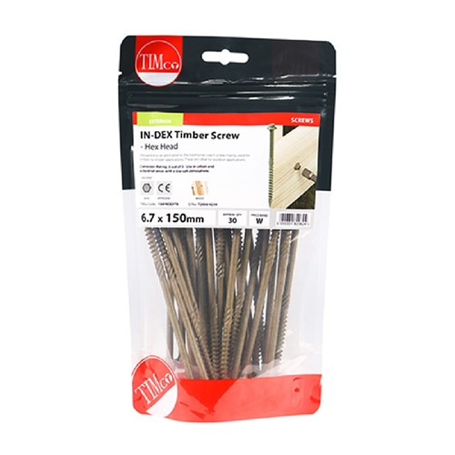 In-dex Timber Screw Green Organic 6.7 x 150mm (Bag of 30)