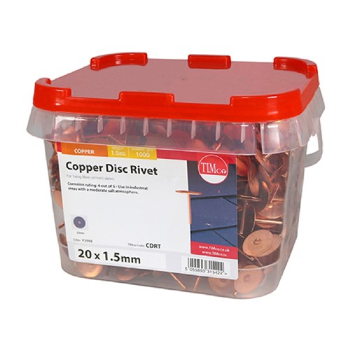 Copper Disc Rivets 20 x 1.5mm