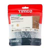 Round Wire Galvanised Nails 40 x 2.65mm - 500g TIMbag