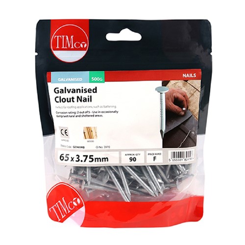 Galvanised Clout Nails 65 x 3.75mm