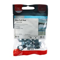 Timco Zinc Hex Full Nut M10 (Pack of 20)