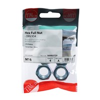 Timco Zinc Hex Full Nut M16 (Pack of 4)