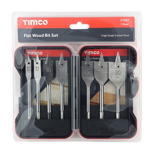 Timco Flat Wood Bit Set - 7 Pieces